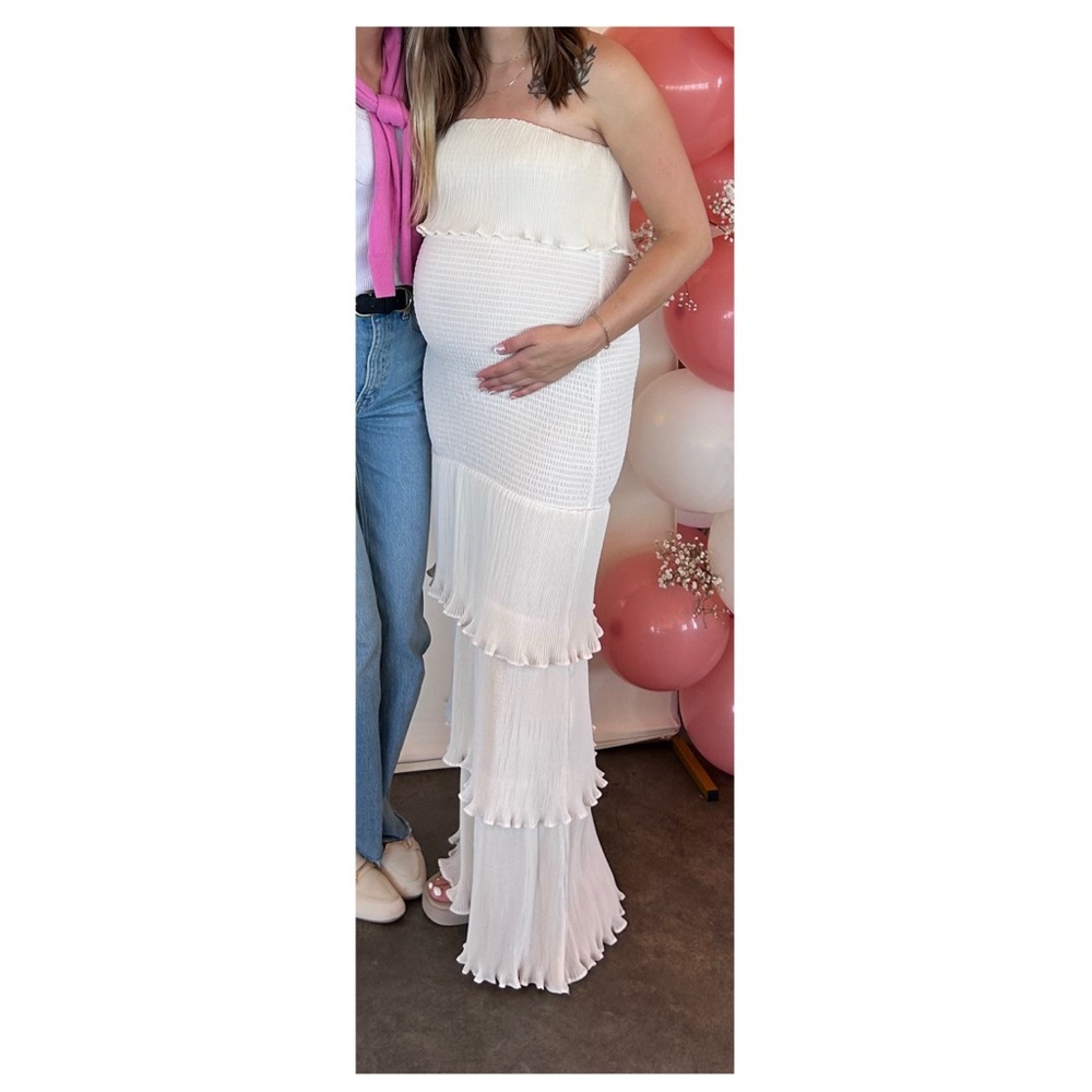 MABLE Cream Textured Dress